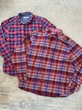 SET 2 Tommy Bahama Size XL Red Plaid Canyon Beach Flannel  Silk Button Up