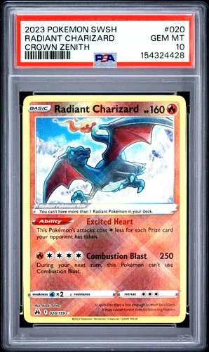 2023 POKEMON SWORD & SHIELD CROWN ZENITH #020 RADIANT CHARIZARD PSA 10