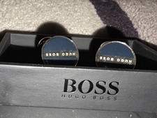 Genuine Hugo Boss round dress cufflinks - bnib - Navy Blue