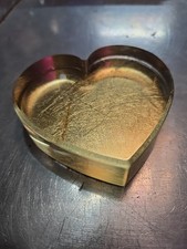 Vintage glass paperweight HEART SHAPE over 1 pound Gold Backing