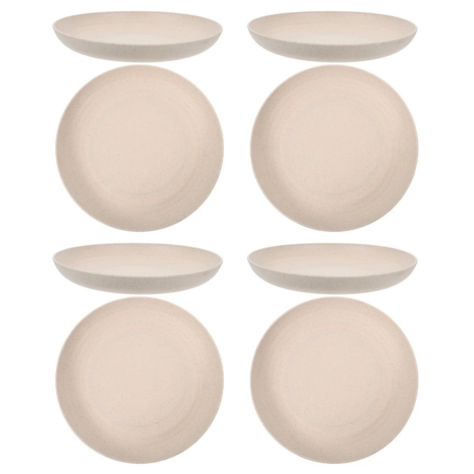 8-teilige Teller aus Weizenstroh: Unzerbrechliches Esstablett, - Bild 2 von 4