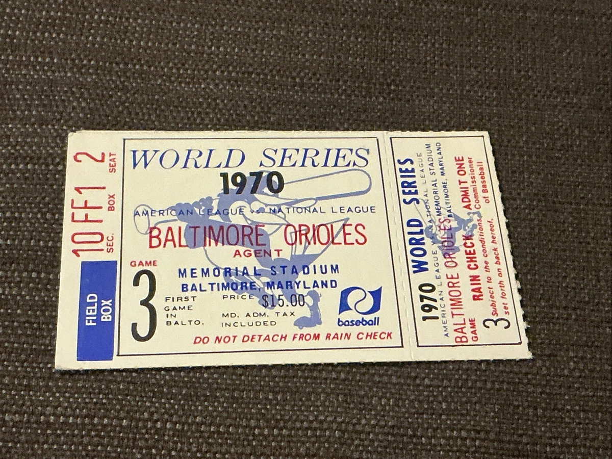 Baltimore Orioles Baseball 1970 Vintage Sports Ticket Stubs for