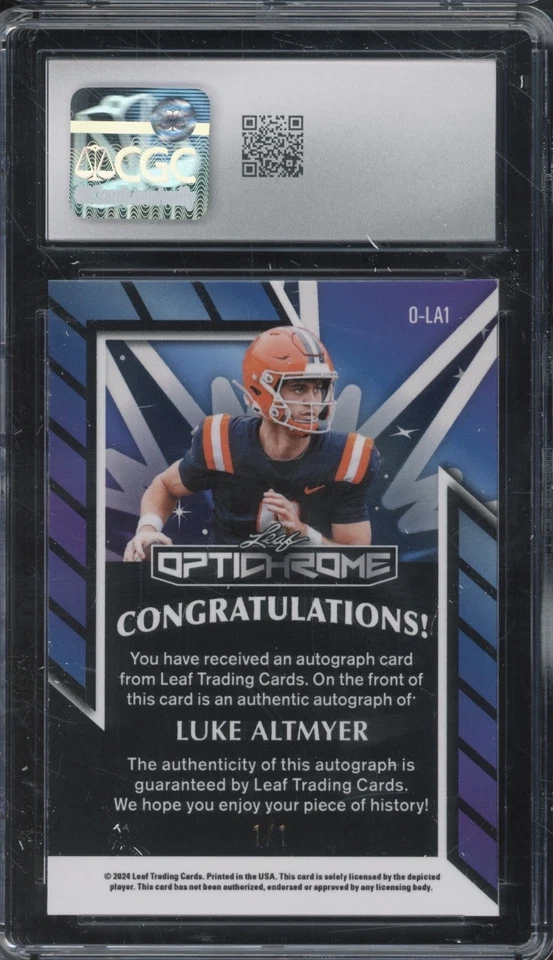 2024 Leaf Eclectic Super Prismatic Luke Altmeyer 1/1 RC NM-MT+ CGC 8.5 9 Auto - Image 2 of 2