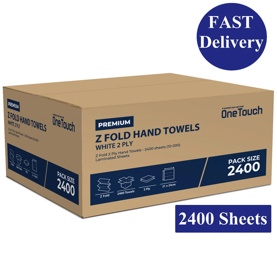 ONETOUCH 2400 Paper Hand Towels Z fold Paper Towel Multi Fold Premium Quality 2 PLY