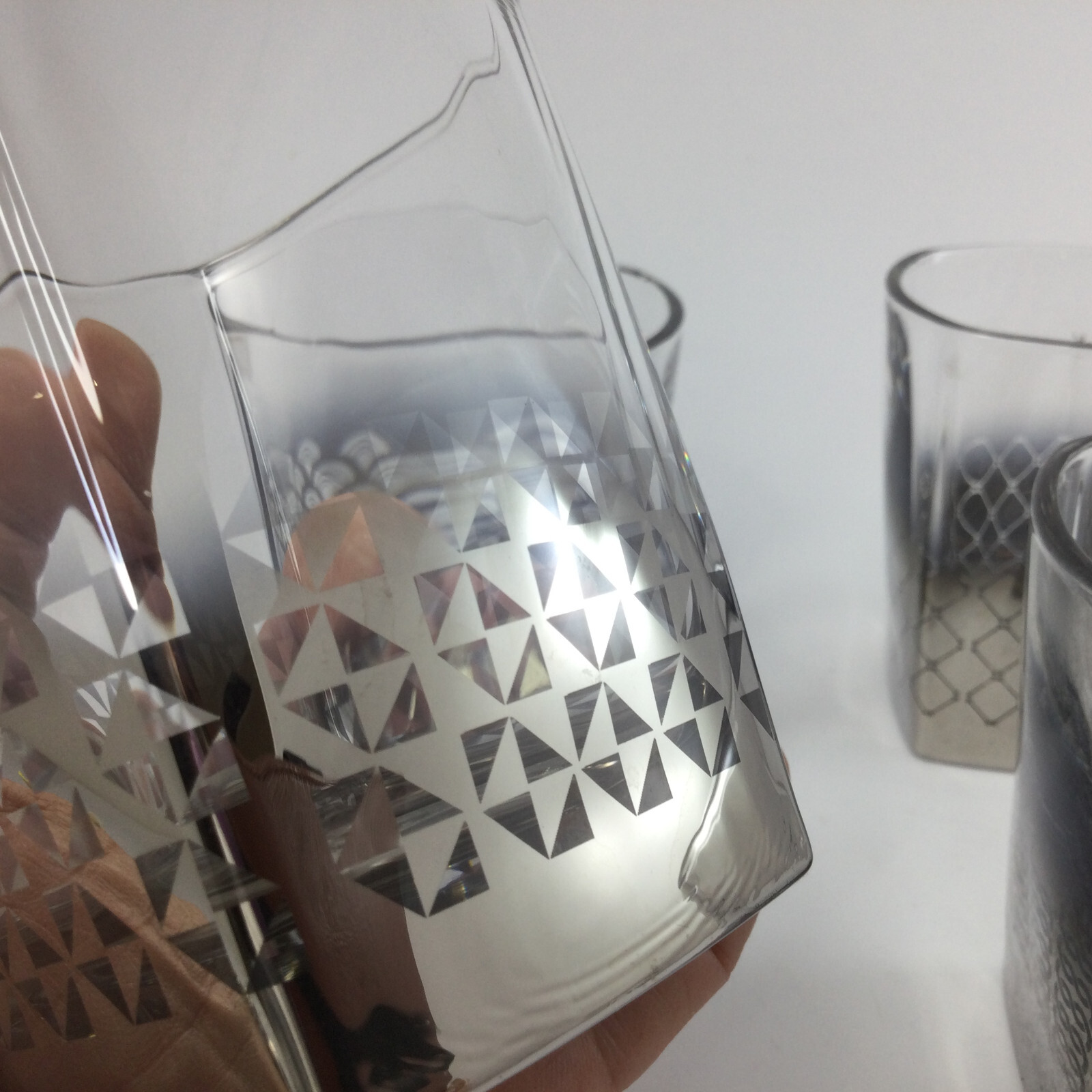 Silver Mercury Ombre Drinking Glasses Tumblers Lowball 3” Set of 4