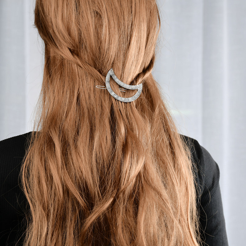 Moon Hair Clip Pin - Gold or Silver- Hairgrip Barrette | eBay display picture 2
