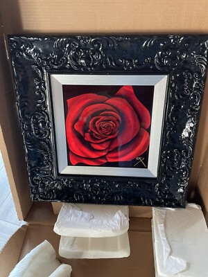 Crisx Painting On Metal  Mini Red Rose  Unique Work COA $2250.00 Appraisal