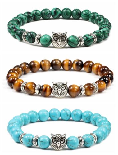 Bracelets hibou mode pierre perles yoga bracelets de guérison pour hommes femmes bijoux - Photo 1 sur 27