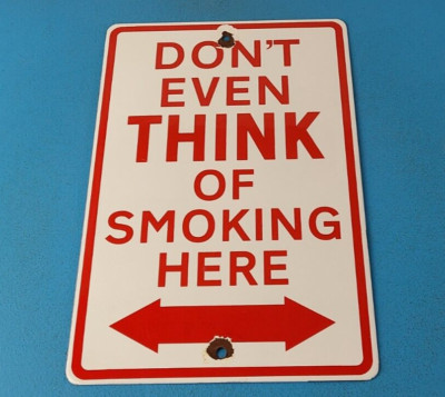 Vintage No Smoking Sign - Gas Warning Caution Porcelain Sign