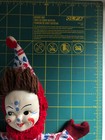 Clown Doll Hand Puppet Vintage Molded Face Blue Red Outfit — photo 2