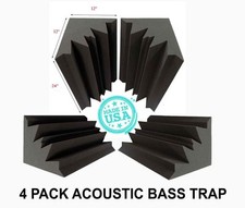 Mybecca Acoustic Foam Bass Trap Charcoal Corner Wall 12" X 12" X 24" 4 PACK USA