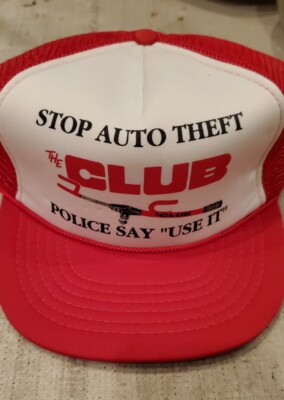 Vintage 80's Stop Auto Theft Trucker Hat The Club