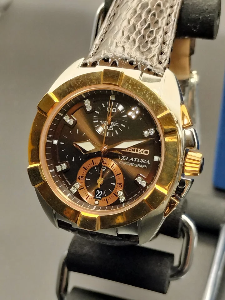 Mint condition SEIKO Velatura Diamond Quartz 7T92 0KS0 Men's Watch Working - image 4 of 4