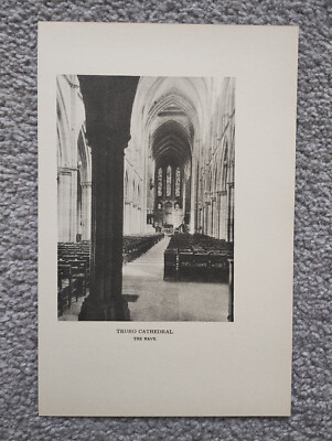Truro Kathedrale, Kirchenschiff - antiker Druck - 1940