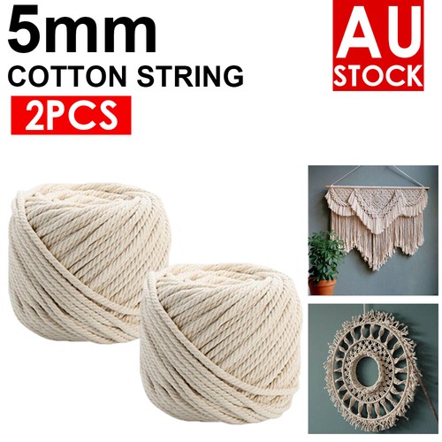 3/4/5/6mm Natural Cotton Rope Cord String Twisted Beige Craft Macrame Artisan AU - Picture 18 of 20