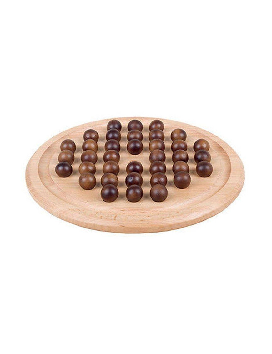 Solitaire hêtre billes bois 29 cm, un objet de collection en bois massif
