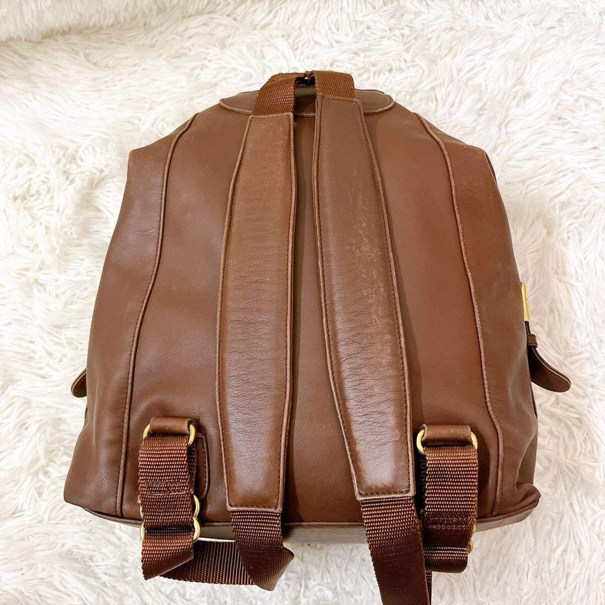 美品COACHリュックバックパックレザーダークブラウン0521