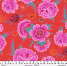 Free Spirit Kaffe Fassett Embroidered Shawl Magenta Cotton Fabric By The Yard
