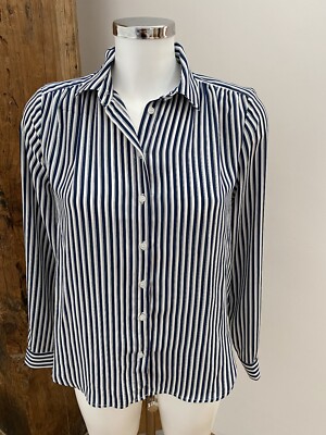 H&M Streifen Bluse zu Jeans Hose Rock Gr. 34 blau weiss 