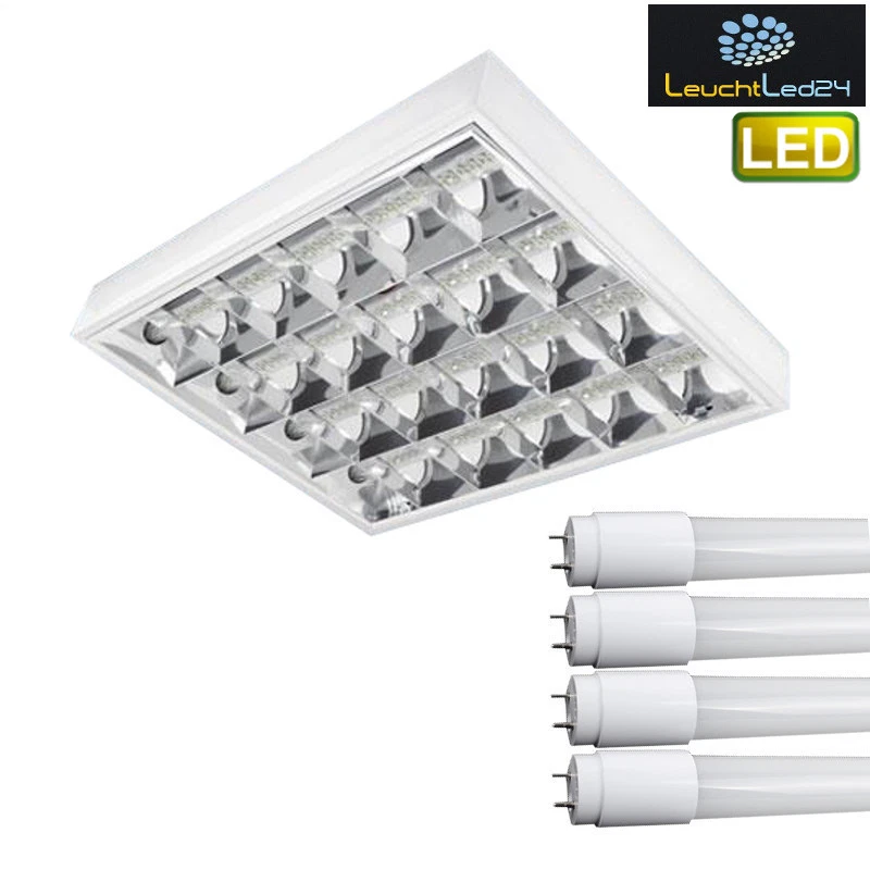 PURELED *NEU* SET LED Rasterleuchten mit 4X LED 60cm T8 G13 Bürolampe Rasterlampe