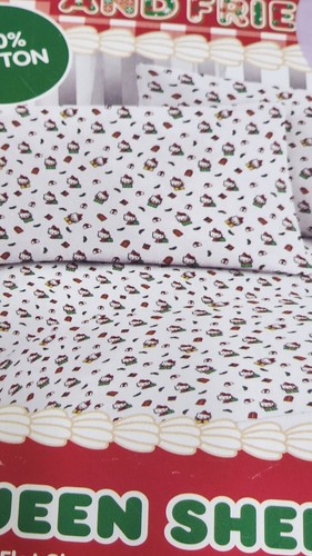 2024 Hello Kitty Christmas Queen Bed Sheet Set NEW Holly Gifts - Picture 2 of 3