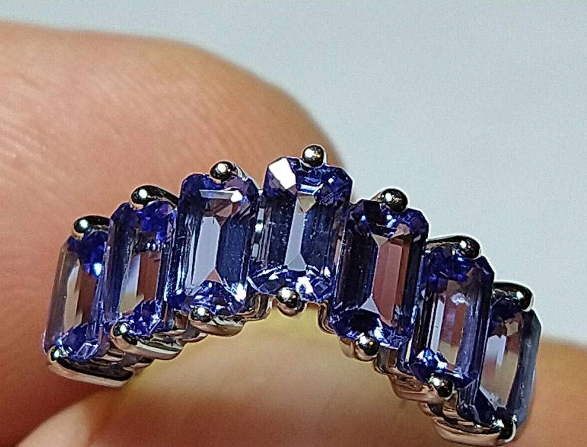 Solid platinum natural tanzanite stacking chevron… - image 13