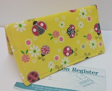 CUTE Lady Bugs Fabric Checkbook Cover Wallet Debit Card Registry USA Hand Made