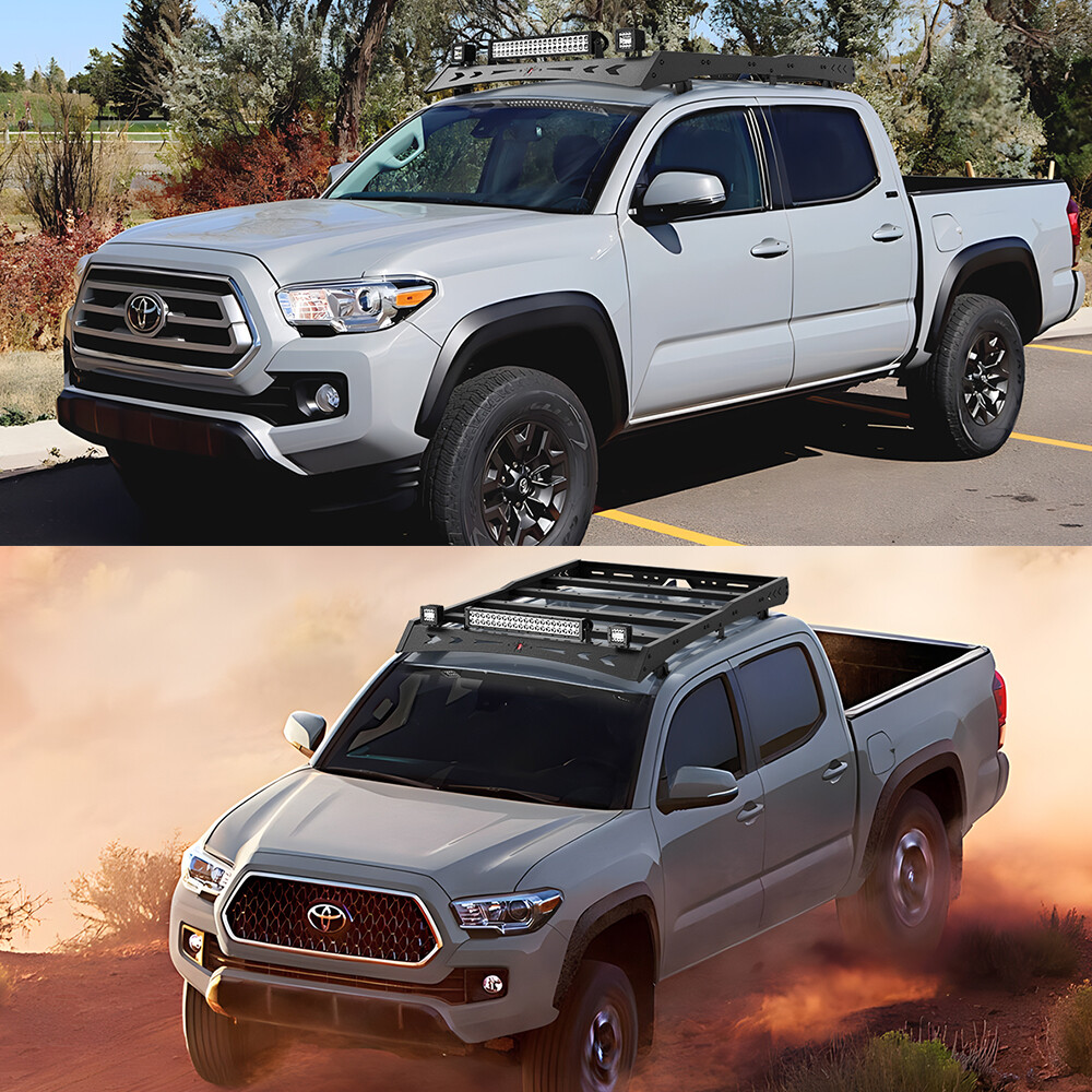 Heavy Steel Roof Cargo Rack w/ LED Light Fits Toyota Tacoma 2005-2023 Double Cab