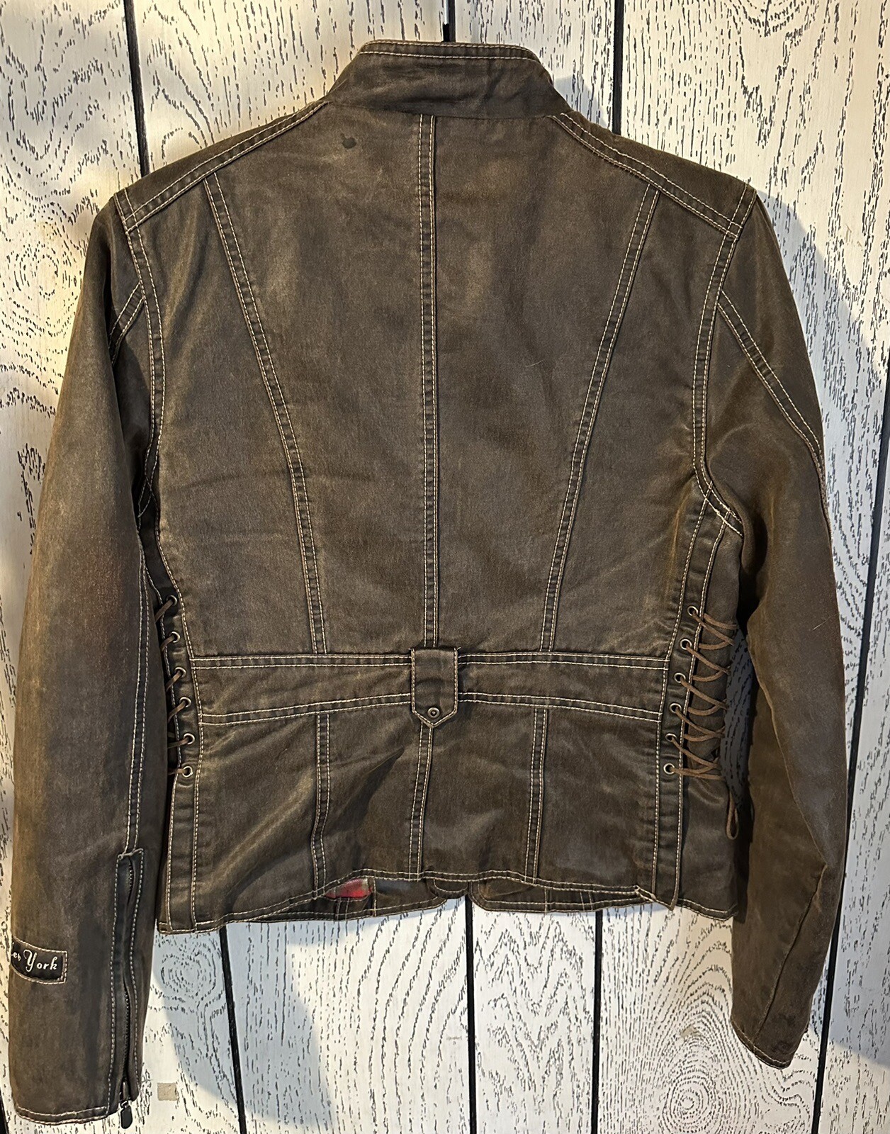 Hard Rock Cafe Women’s Brown Leather Jacket Coat New York Sz S image 3