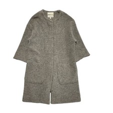 Clements Ribeiro Grey Snap Wool Blend Coat Uk Women's Size L Dd241