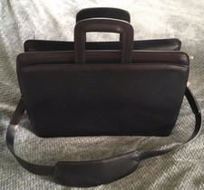 JACK GEORGES Sienna Black Leather Professional Briefcase Messenger-Near Mint