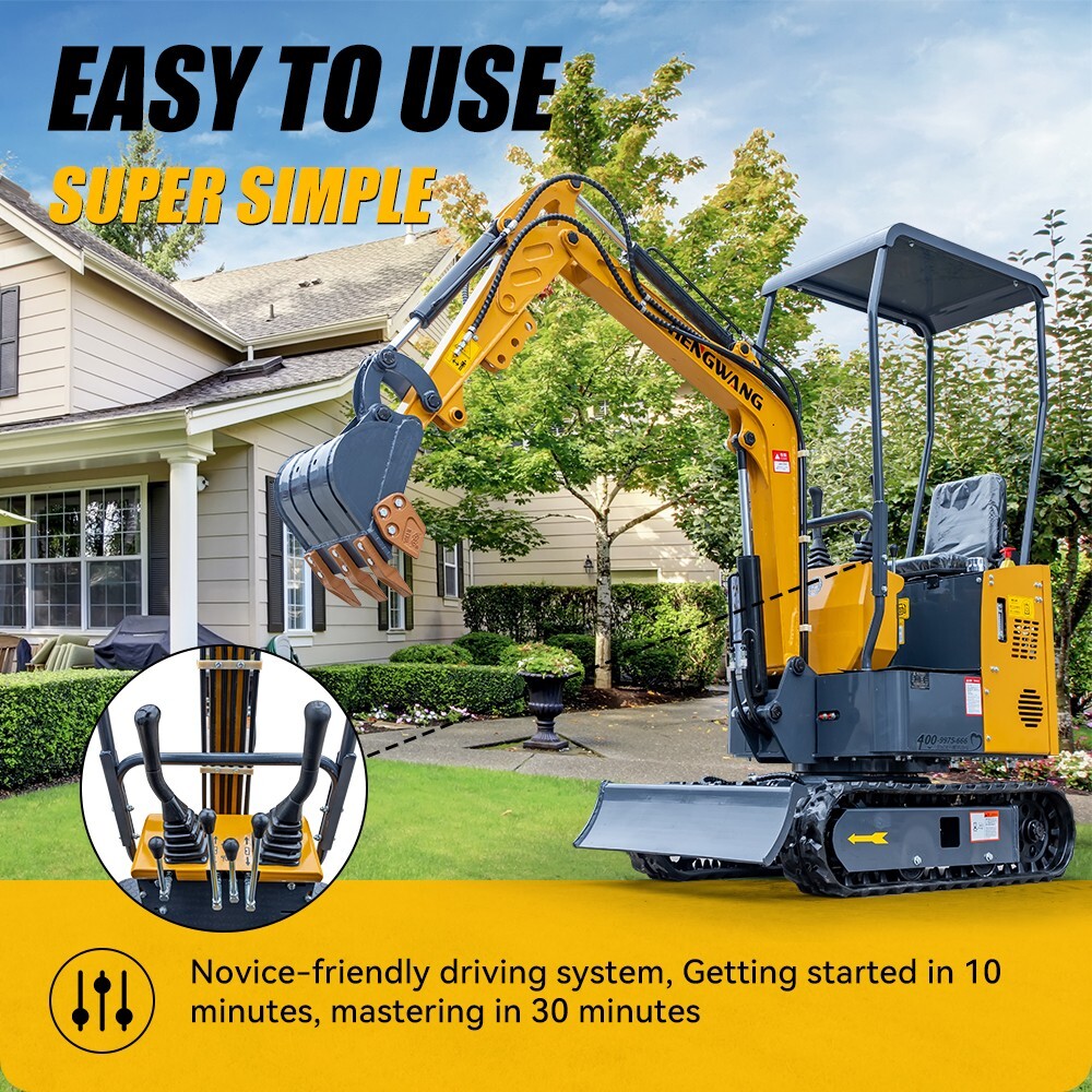 Household 1750 lb Mini Excavator With Powerful And High Digging Force B&S Engine