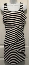 NWT Michael Kors Womans Black White Striped Sleeveless Side Zip Dress Sz. 4