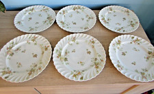 6 assiettes plates porcelaine de limoges Haviland modèle torse feuille d'automne