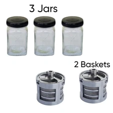 Set of 3 Pearl Brand Watch Cleaning Jar & 2 Pearl Brand Basket - Fits Elma