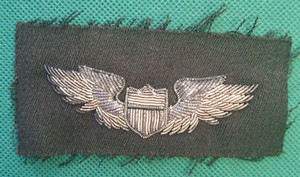 US Army Air Force Authentic WW2 Bullion Thread Flight Wings on Wool Patch