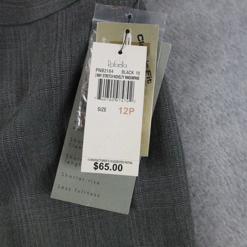 Rafaella Pants Womens 12P Petites Dress Slacks Stretch Flat Front Gray Plaid NWT - Picture 2 of 7