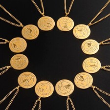 Stainless Steel Zodiac Necklace 12 Constellation Astrology Star Sign Box Chain