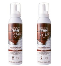 Image of 2x Skinny Tan Choc Self Tan Whip Milk Chocolate - 2x 150ml - New 