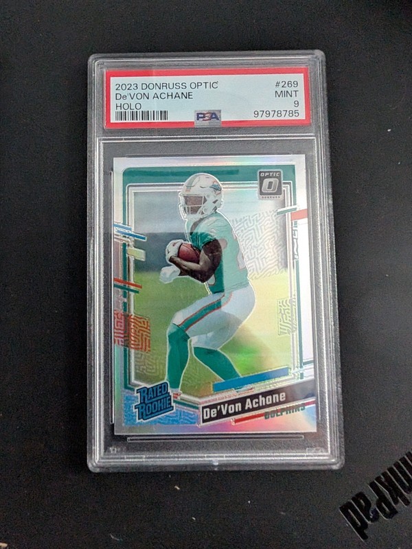 De'Von Achane 2023 Panini Optic Holo Rookie PSA 9 Mint