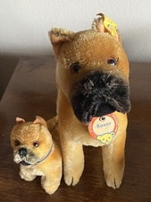 Lot 2 VTG Steiff Boxer Dogs Standing Original Collars 1 Has aLL ID 4 7 CUTE