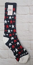 CREW SOCKS MEN'S Stars PATTERN 3-COLOR NAVY , WHITE RED STARS Size 10-12 L