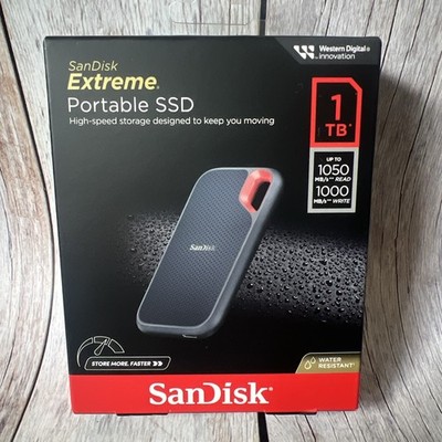 New Sandisk Extreme Portable SSD 1 TB UP TO 1050/1000MB/S HIGH SPEED STORAGE.