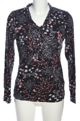 ZERO Langarm-Bluse Damen Bluse Gr. DE 38 schwarz-hellgrau-pink Casual-Look