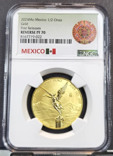 2024 MEXICO 1/2 ONZA GOLD LIBERTAD NGC REVERSE PF 70 FIRST RELEASES 1/2 OZ RARE