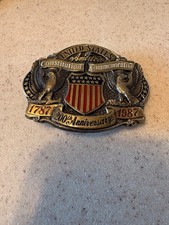 1987 BRASS UNITED STATES CONSTITUTION BELT BUCKLE - 200TH ANNIVERSARY
