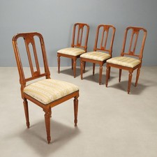 Set 4 Sedie Antiche Noce Schienale a Giorno Italia Metà XIX Secolo Originali