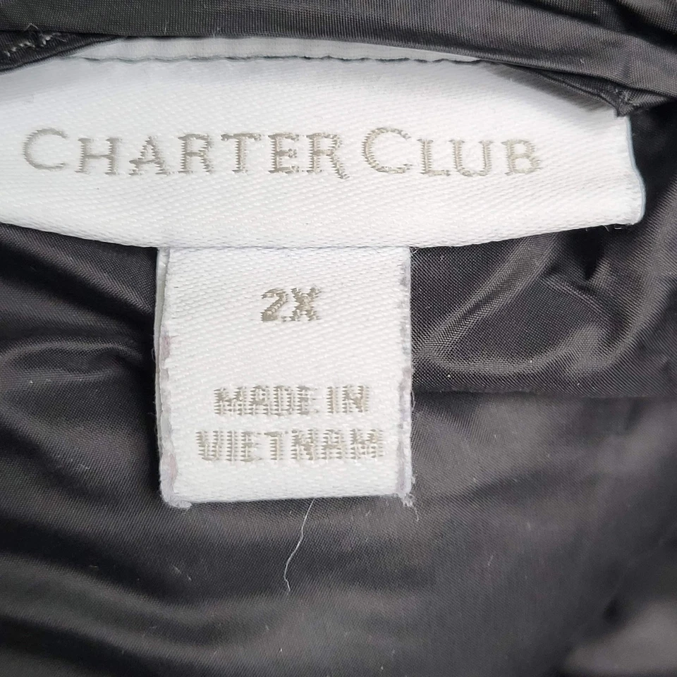 Chaleco Charter Club Mujer 2X Negro Puffer Sorona Cremallera Foto 3 de 4