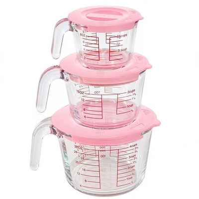 6 Pcs Glass Measuring Cups with Lids Set, 1-Cup, 2-Cup, 4-Cup Measuring Jugs ...