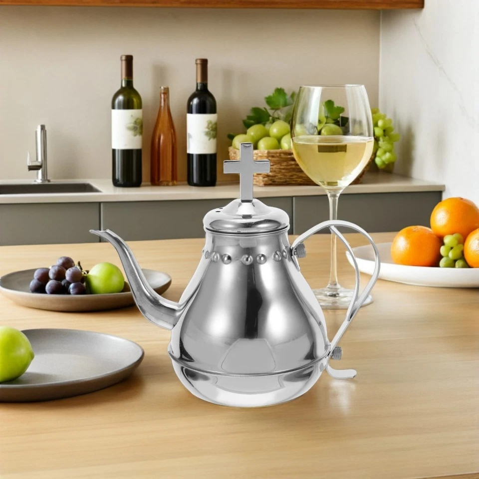 Teiera in acciaio inossidabile, teiera vintage in argento per comunione, - Immagine 2 di 4